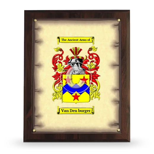 Van Den burger Coat of Arms Plaque